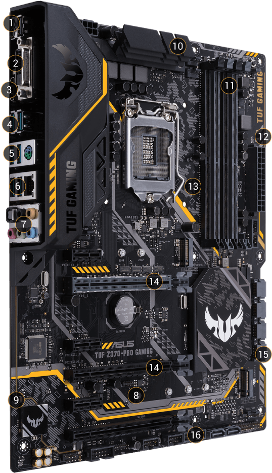 T U F Z370 P R O Gaming Motherboard PNG Image