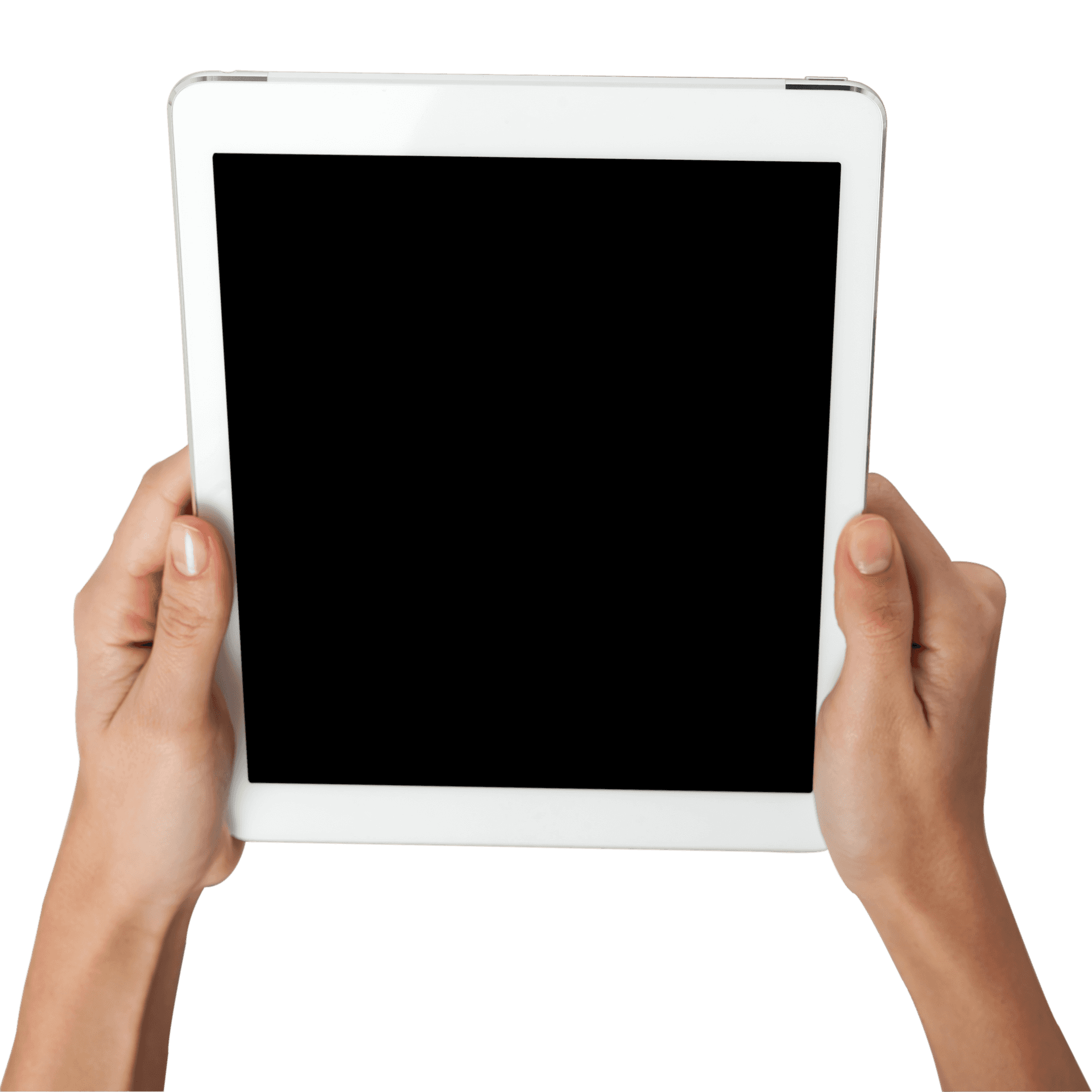 Tablet Mockup Held With Both Hands PNG Image