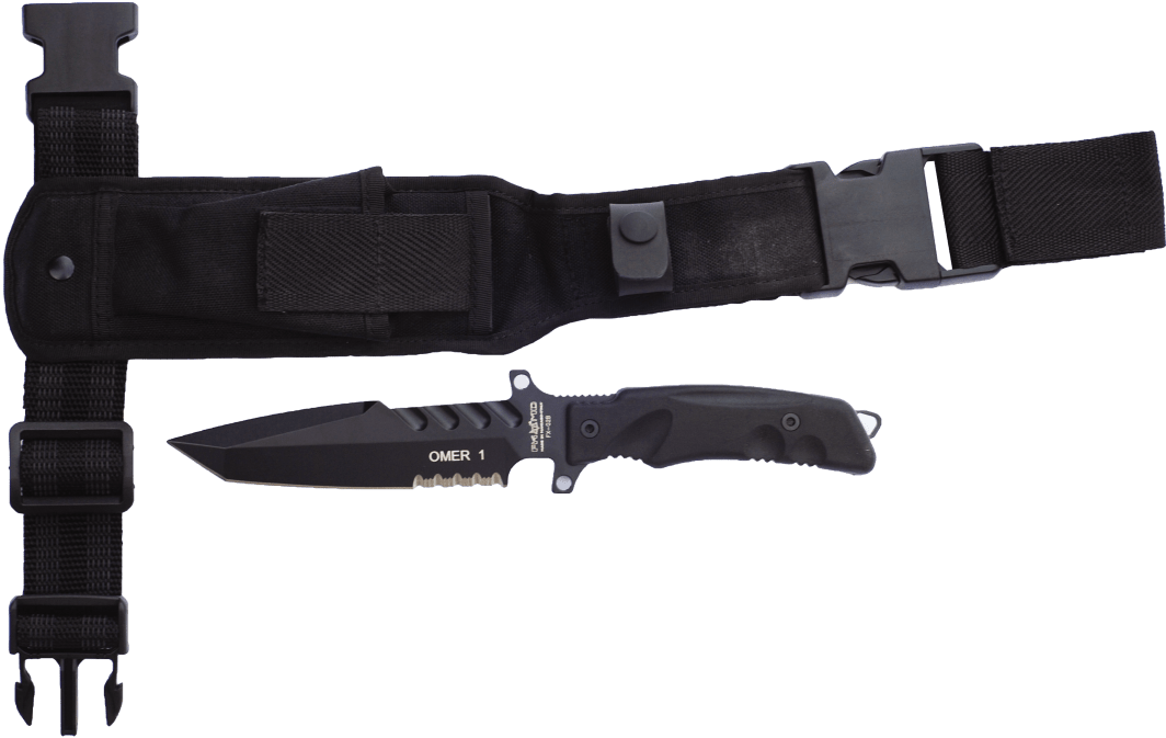 Tactical Knife With Sheathand Straps PNG Image