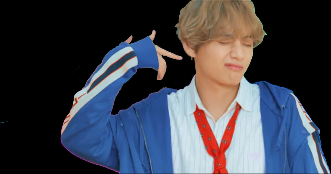 Taehyung Casual Pose Black Background PNG Image