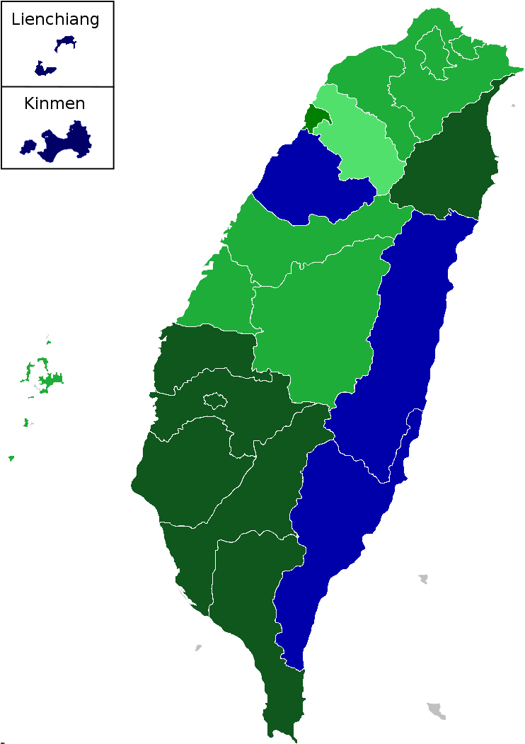 Taiwan Political Map Color Coded PNG Image