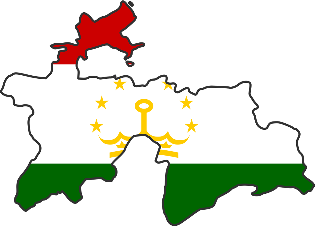 Tajikistan Map Outlined With Flag PNG Image