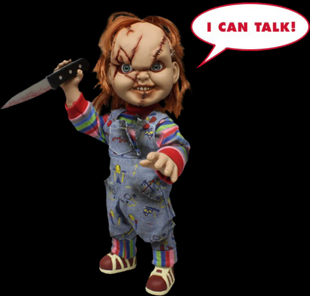 Talking Chucky Doll With Knife PNG Image