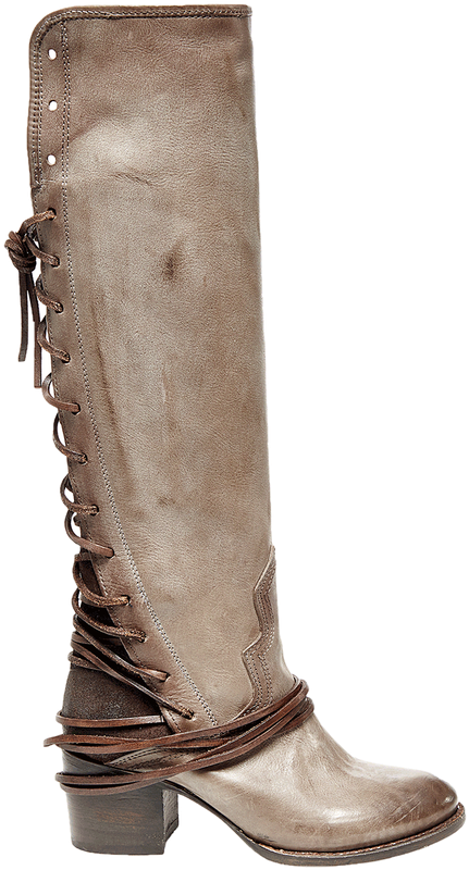 Tall Brown Leather Cowboy Boot PNG Image