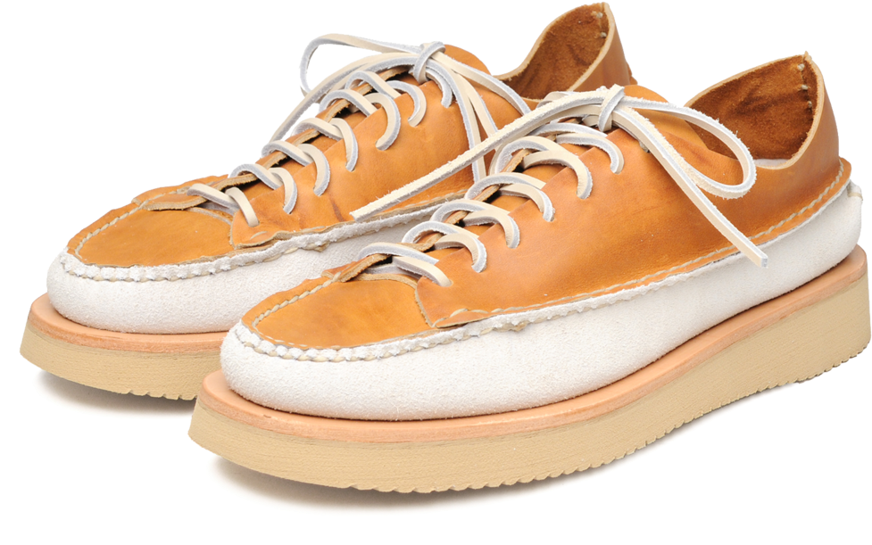 Tan Leather Sneakers White Soles PNG Image