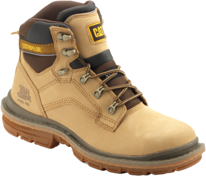 Tan Steel Toe Work Boot PNG Image