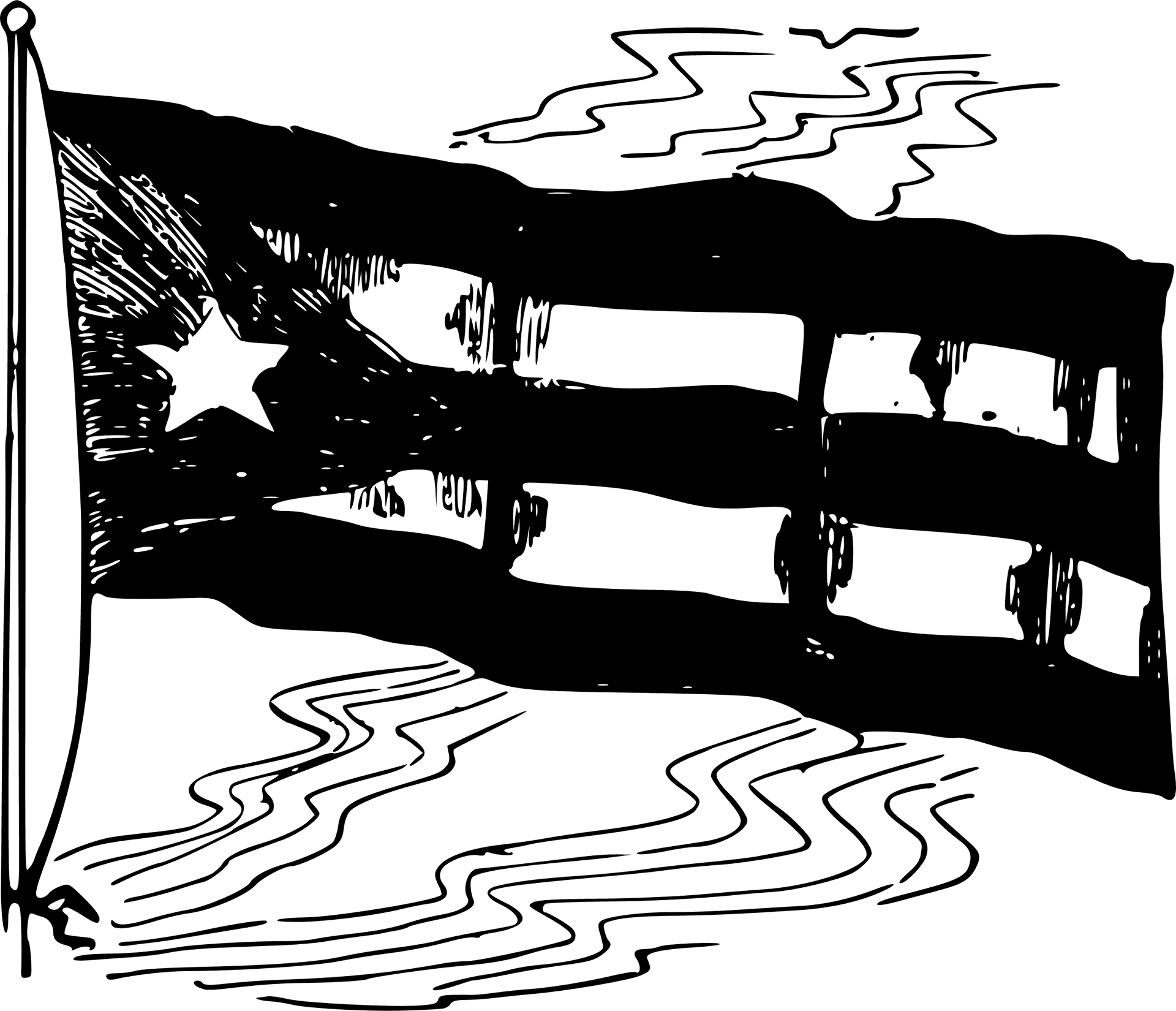 Tattered American Flag Drawing PNG Image