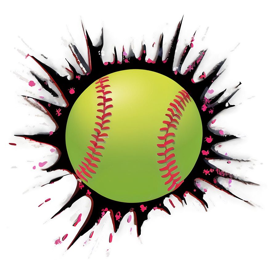 Tattered Softball Decoration Png 06292024 PNG Image