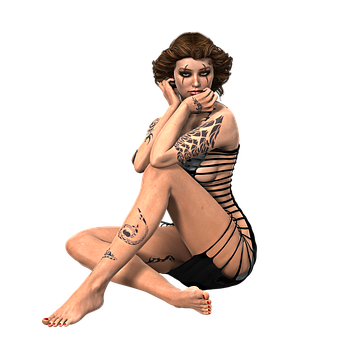 Tattooed3 D Model Pose PNG Image