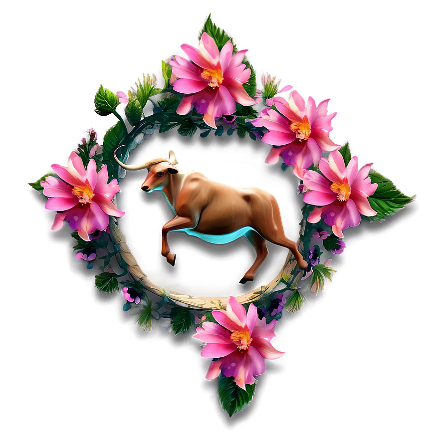 Taurus Sign With Flowers Png 57 PNG Image