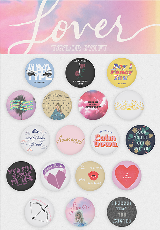 Taylor Swift Lover Album Pins PNG Image