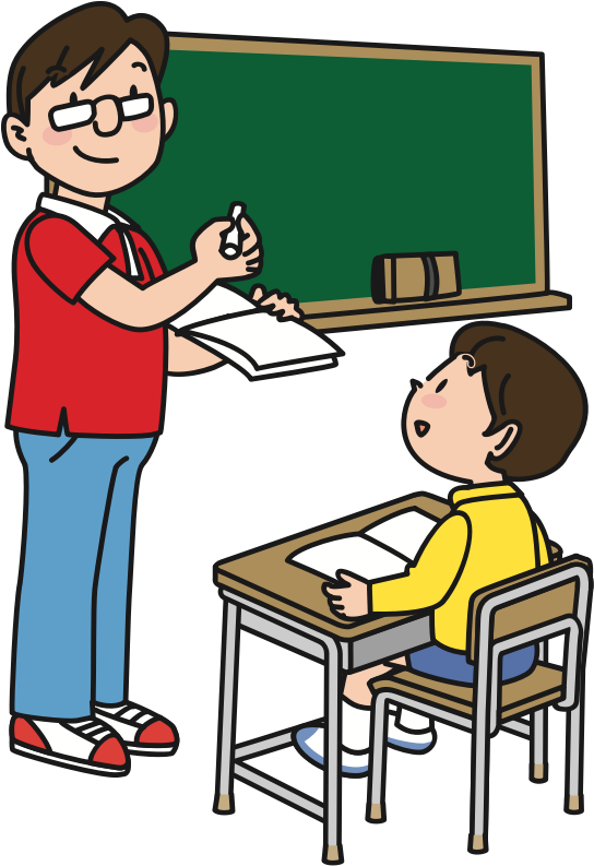 Teacher Assisting Student Cartoon PNG Image