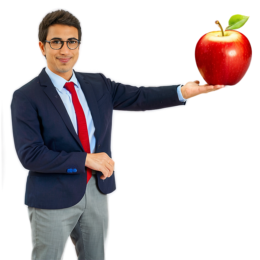 Teacher With Apple Png Uff12 PNG Image