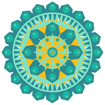 Teal_and_ Orange_ Mandala_ Art PNG Image