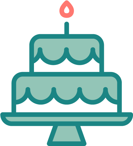 Teal Birthday Cake Icon PNG Image