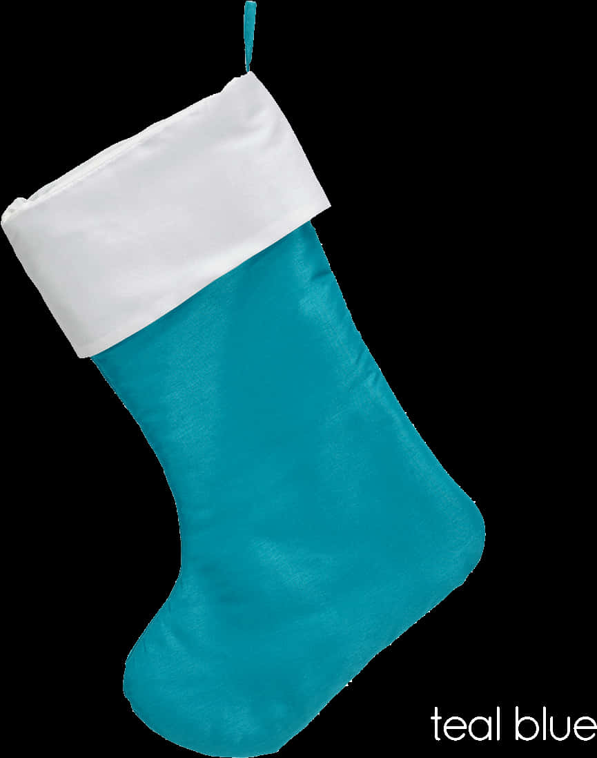 Teal Blue Christmas Stocking PNG Image