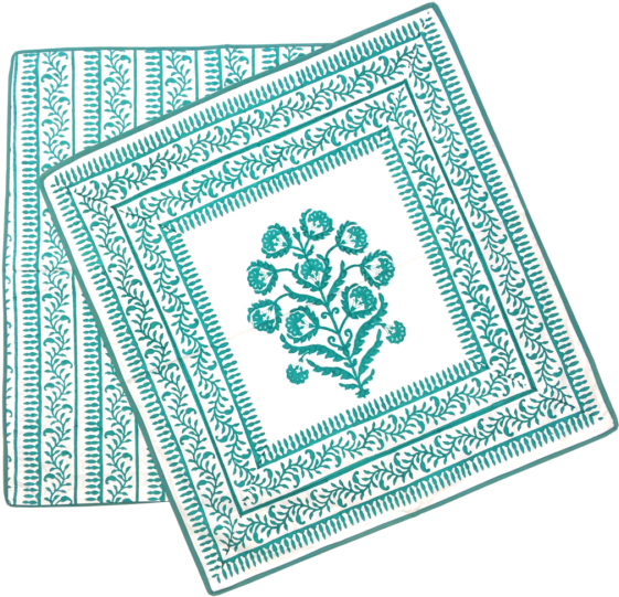 Teal Floral Pattern Tablecloth PNG Image