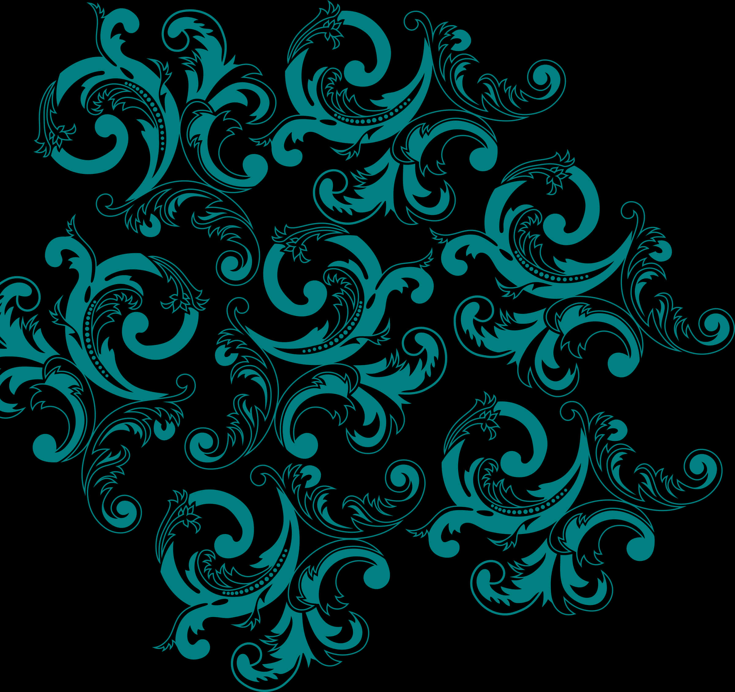 Teal Flourish Pattern PNG Image