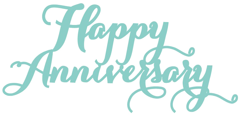 Teal Happy Anniversary Calligraphy PNG Image