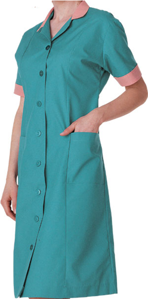 Teal Nurse Uniformwith Pink Trim PNG Image