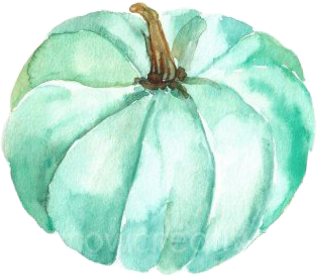 Teal Pumpkin Watercolor Artwork PNG Image