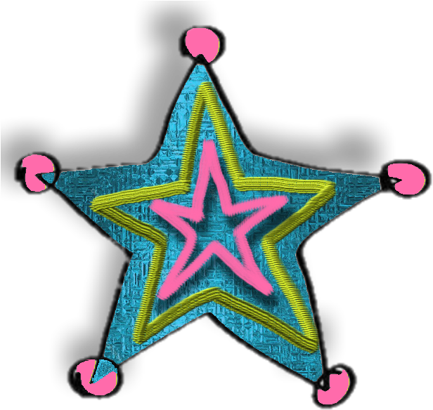 Teal Textured Starwith Pink Outline PNG Image