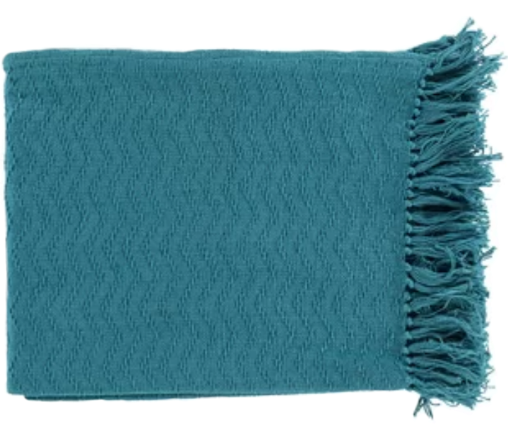 Teal Throw Blanket With Fringe PNG Image