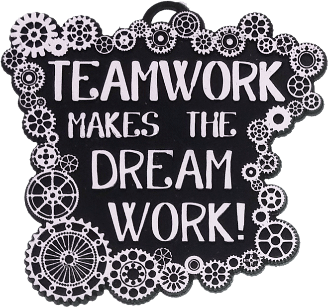 Teamwork Gears Inspirational Sign PNG Image