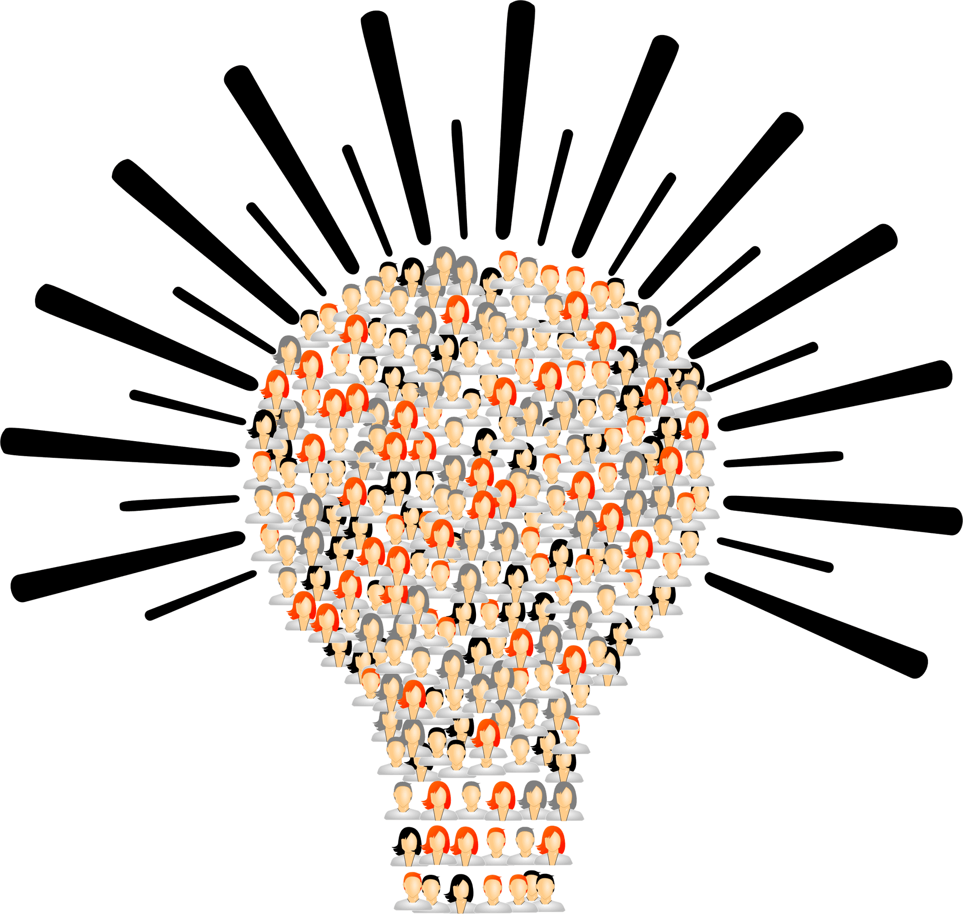 Teamwork Idea Lightbulb Formation PNG Image