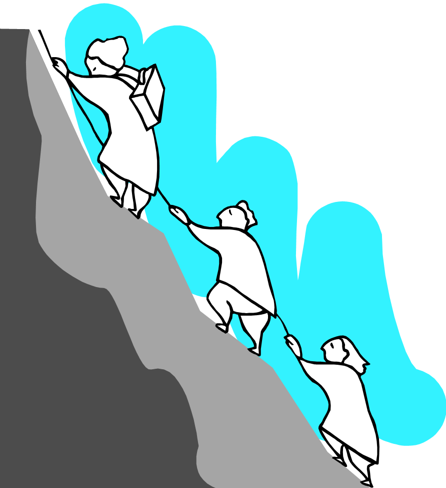 Teamwork Mountain Climb Illustration.png PNG Image