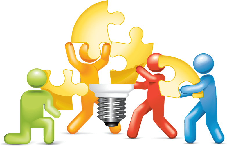 Teamwork Puzzle Lightbulb Idea Concept PNG Image