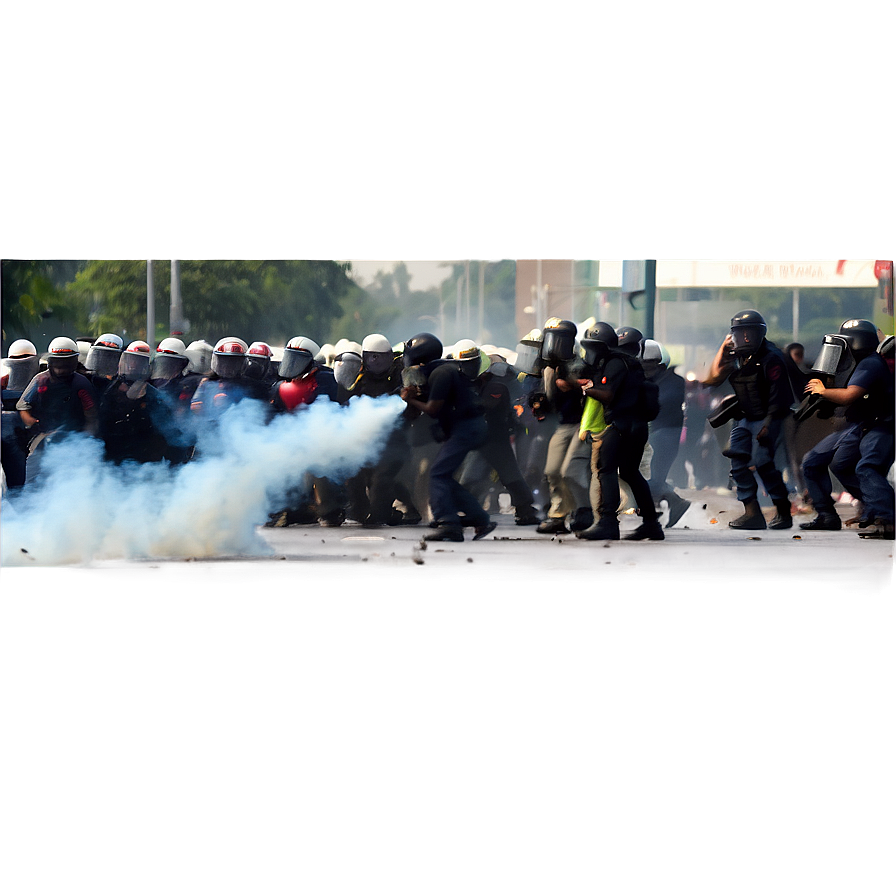 Tear Gas Riot Scene Png 06242024 PNG Image