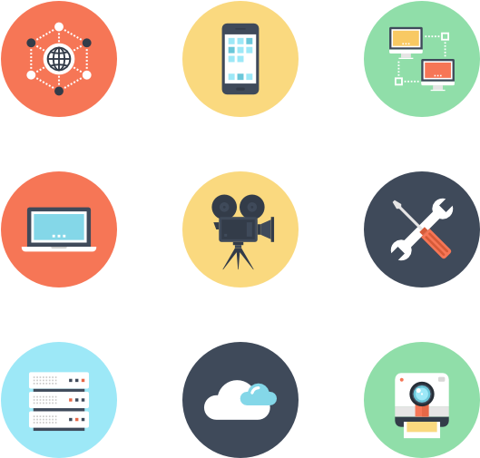 Tech Icons Flat Design PNG Image