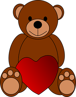 Teddy Bear With Heart Illustration PNG Image