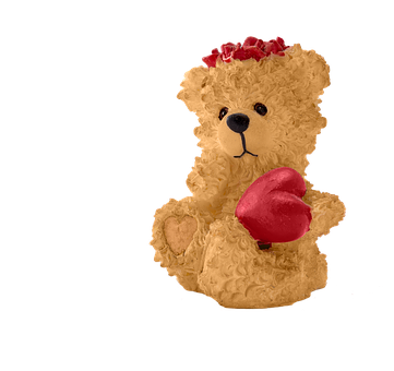 Teddy Bear With Heartand Roses PNG Image