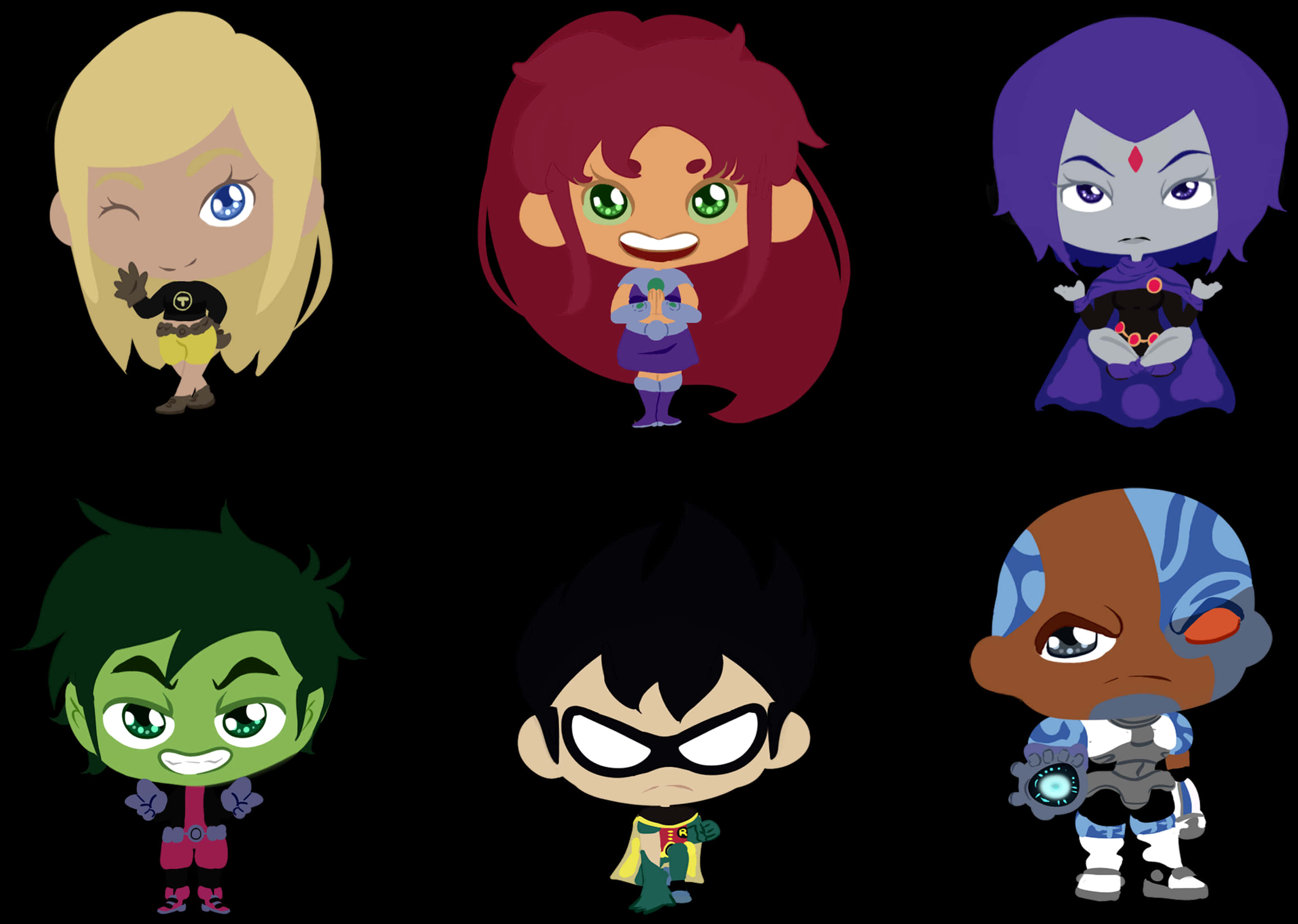 Teen Titans Go Characters Cute Version PNG Image