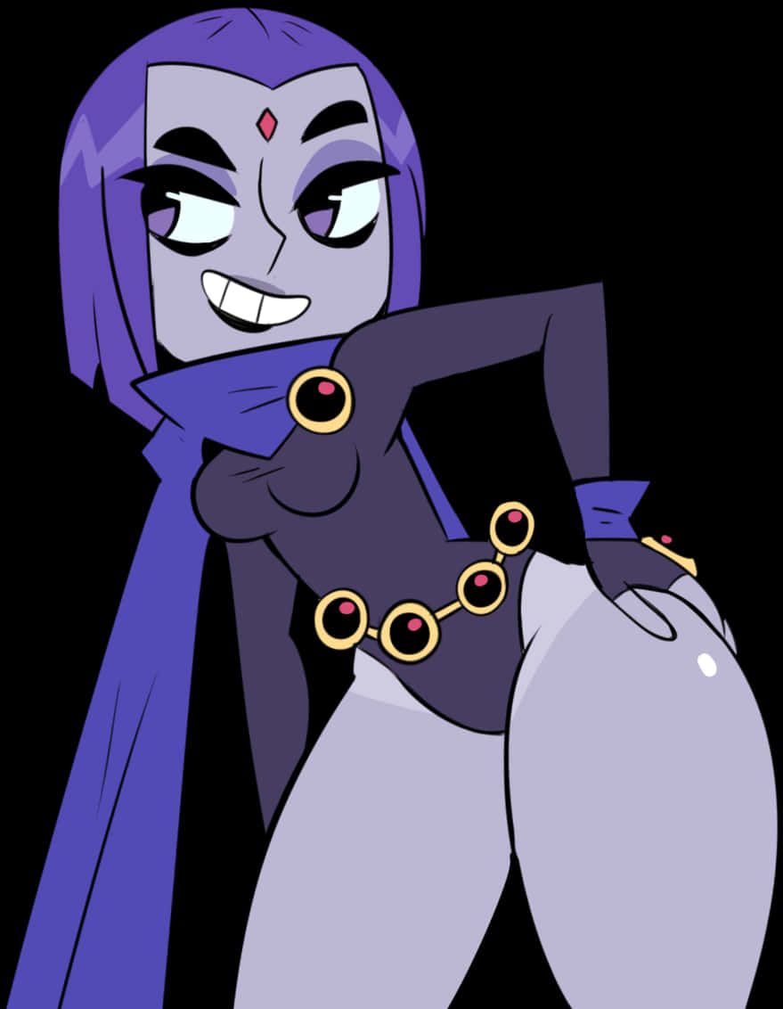 Teen Titans Go Raven Smiling Pose PNG Image