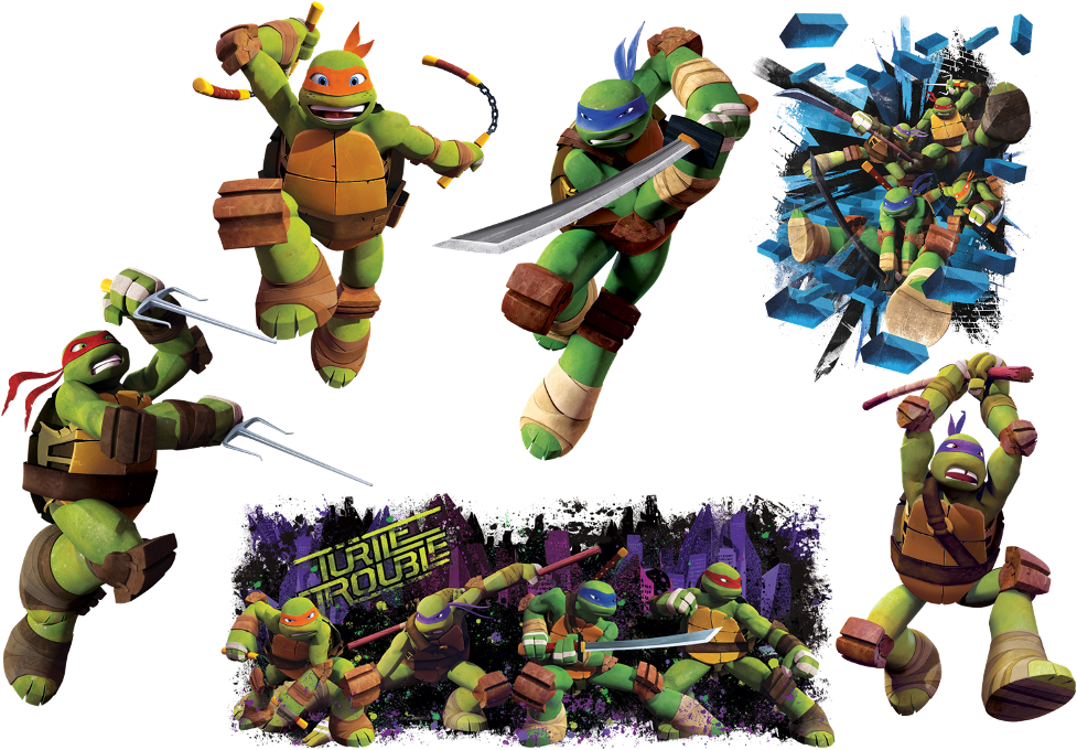 Teenage Mutant Ninja Turtles Action Poses PNG Image