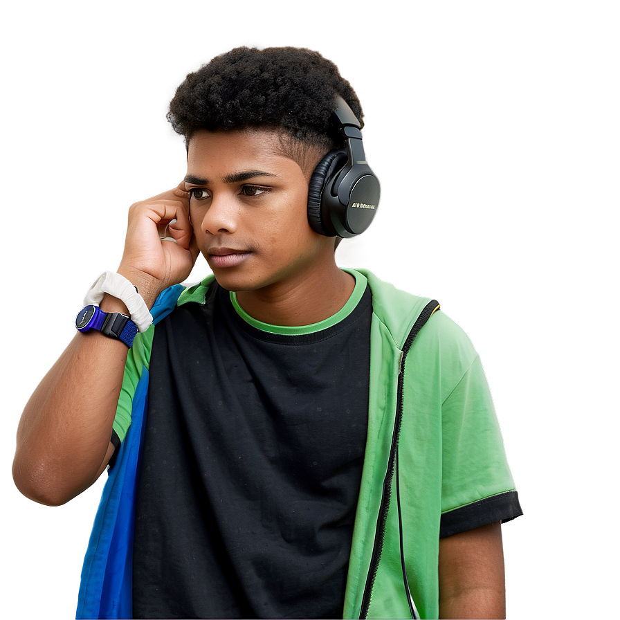 Teenager With Headphones Png Jrc75 PNG Image