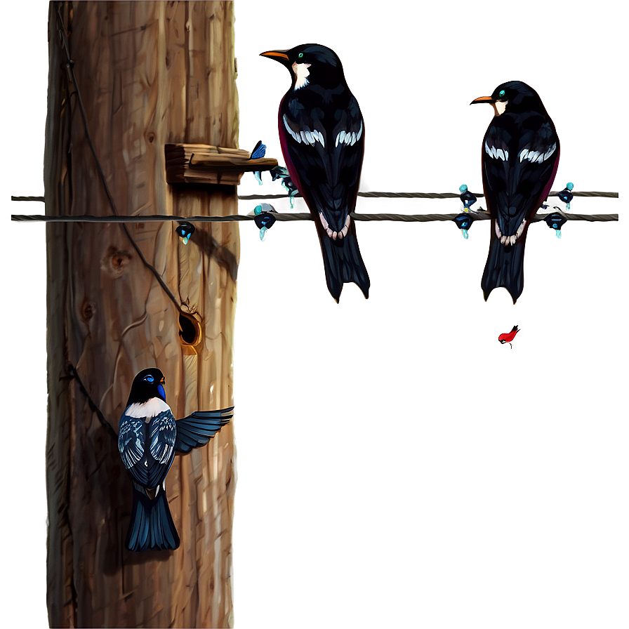 Telephone Pole With Birds Png 06132024 PNG Image