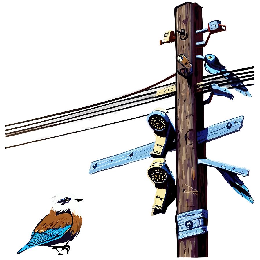 Telephone Pole With Birds Png 33 PNG Image