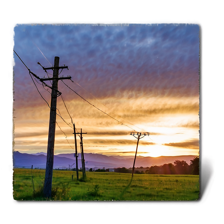 Telephone Pole With Sunset Glow Png Wky PNG Image