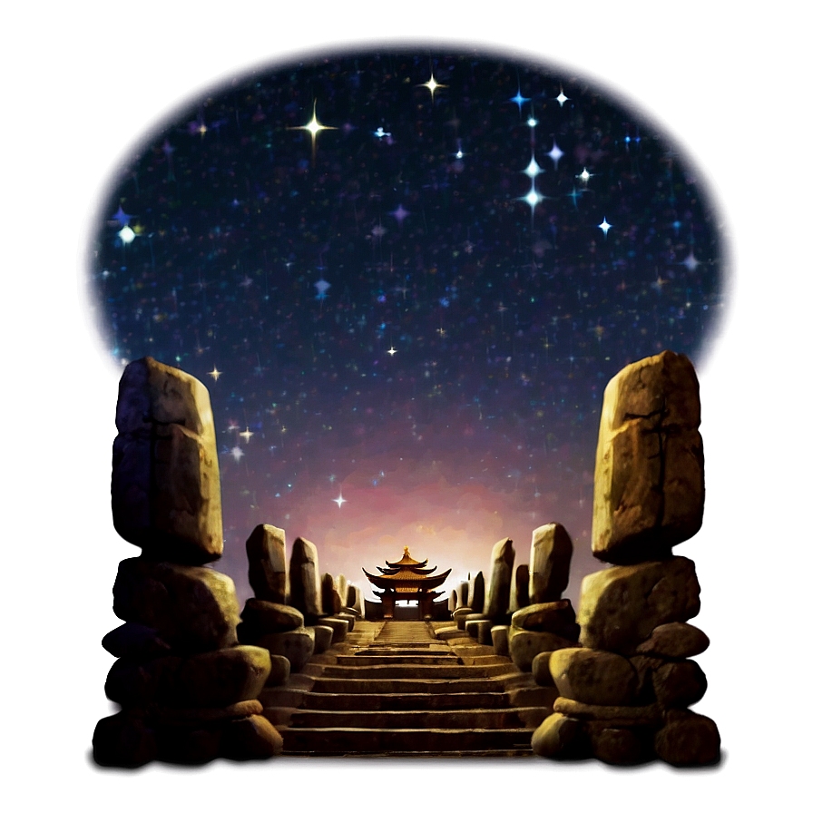 Temple Under Starry Sky Png 20 PNG Image