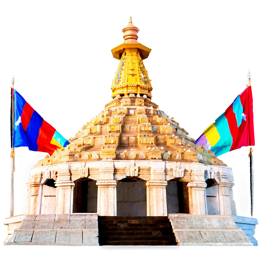 Temple With Colorful Flags Png Vth12 PNG Image