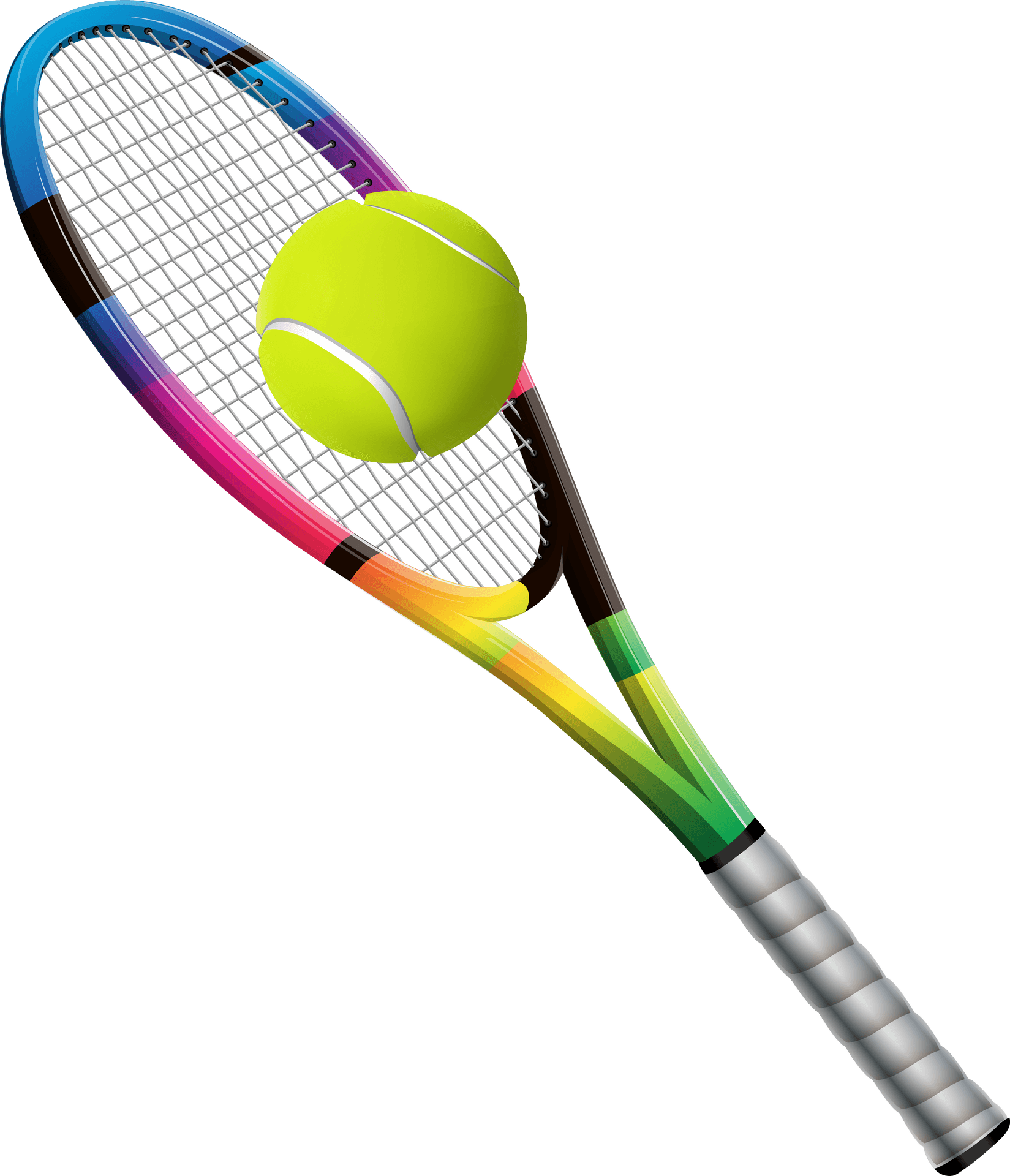 Tennis Racketand Ball Illustration PNG Image