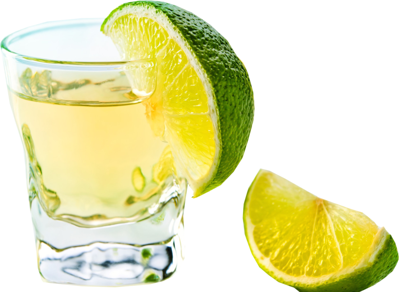 Tequila Shot With Lime Wedge PNG Image