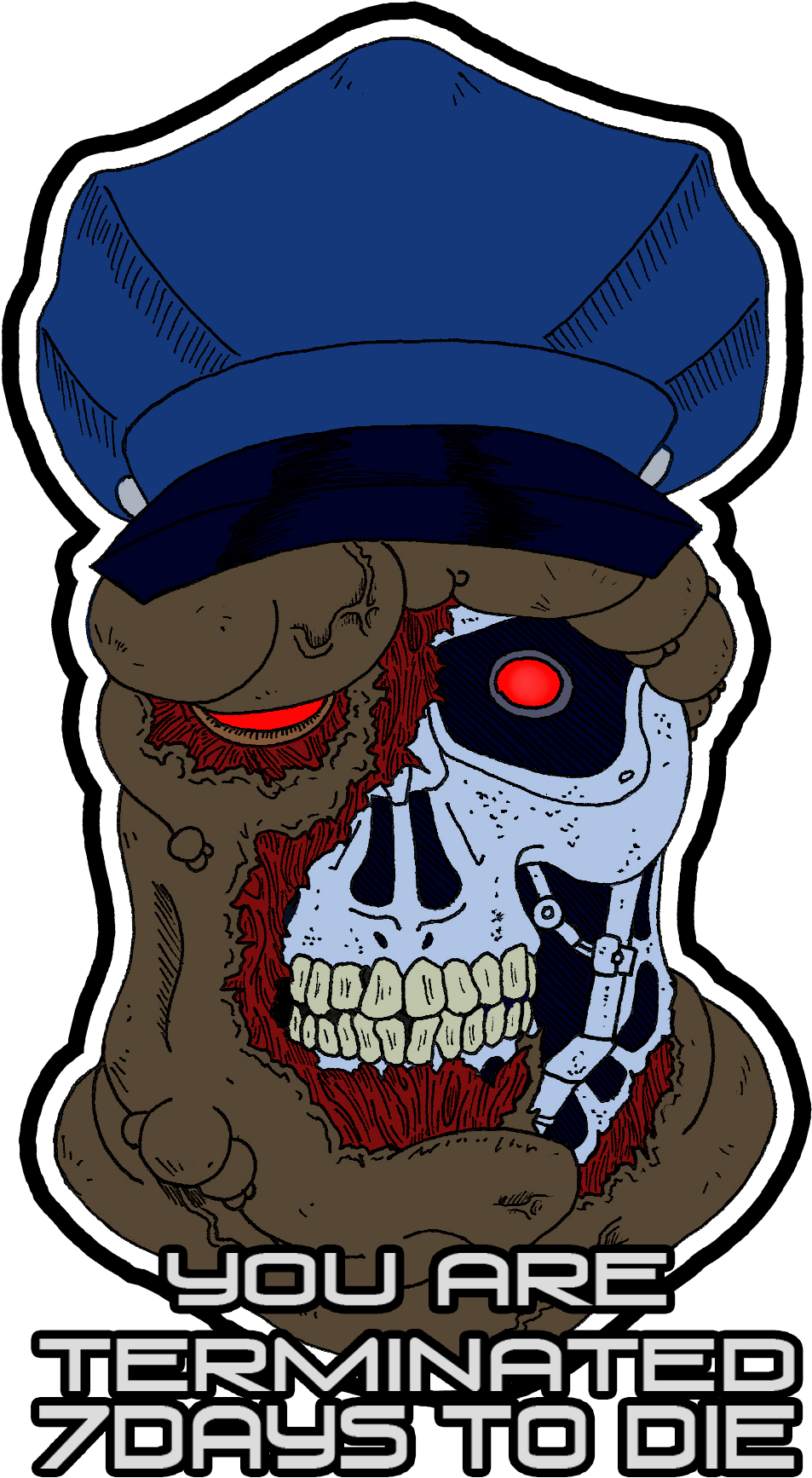 Terminator Zombie Mashup Art PNG Image