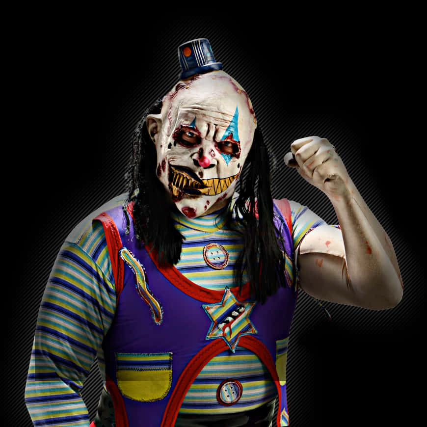 Terrifying Clown Costume Portrait PNG Image