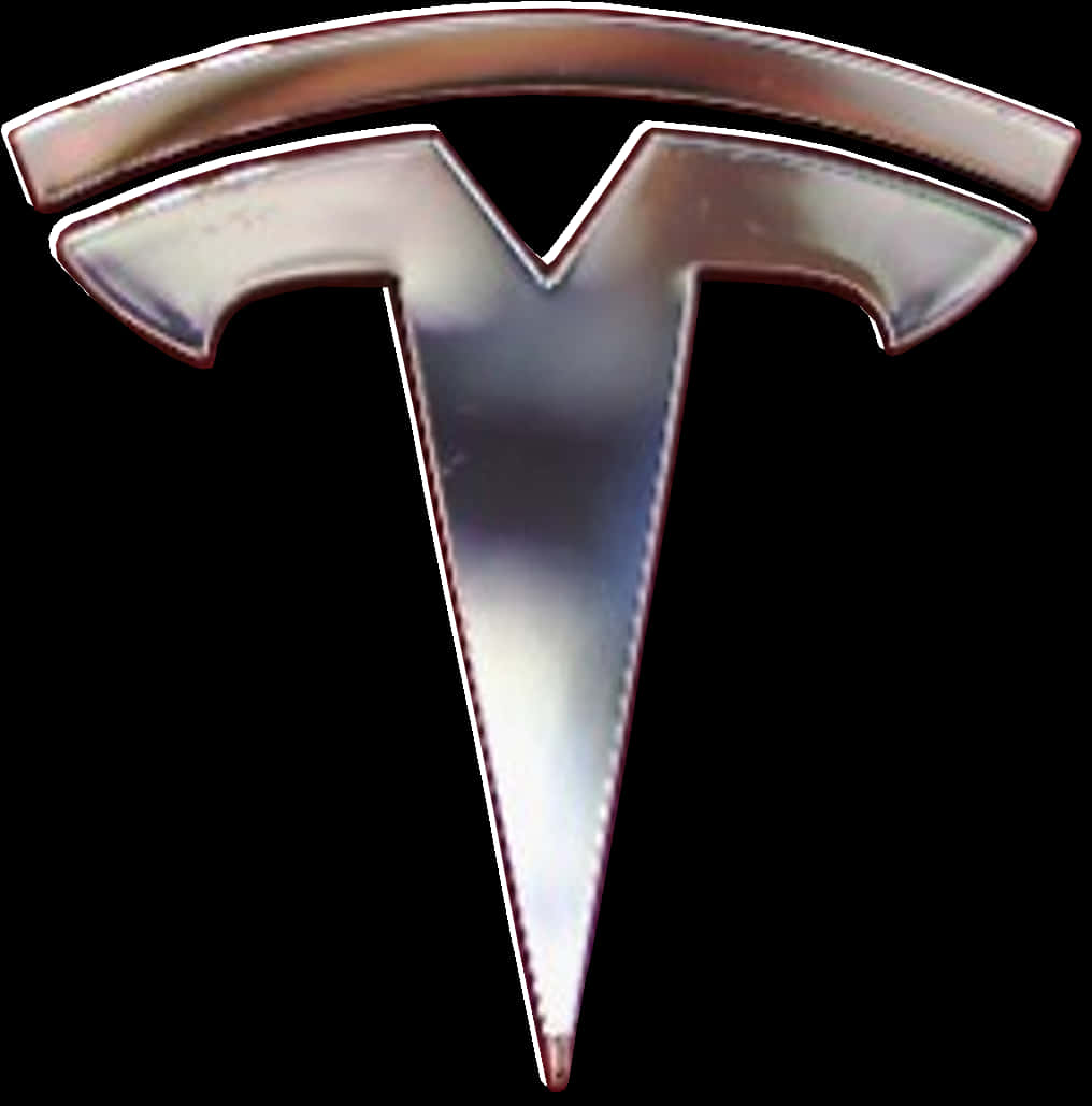 Tesla Logo Metallic Finish PNG Image