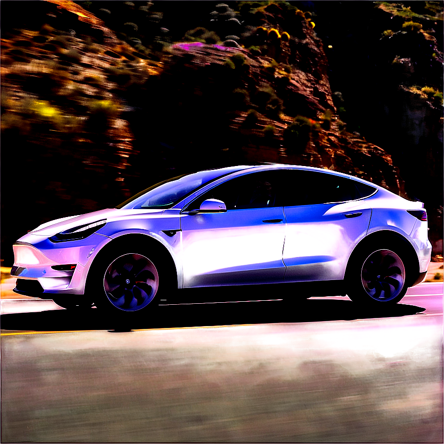 Tesla Model Y On Highway Png Wcq PNG Image